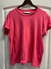THE GREAT Hot Pink Boxy Distressed Crewneck Short Sleeve Cotton Tee Sz 2 Medium picture