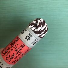 ONE (1) PAIR 1950s Bulldog brand white & brick-red striped deadstock shoelaces picture