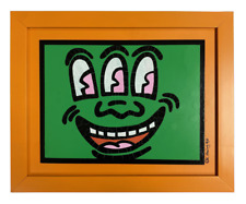 Keith Haring Graffiti Art Pop Art 3 Eye Monster Large Wood Painting (1990) picture