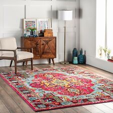 nuLOOM Traditional Vintage Distressed Area Rug in Multi Pink, Yellow, Blue picture