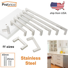 Brushed Nickel Kitchen Cabinet Pulls Stainless Steel Drawer Handles Square Knobs picture