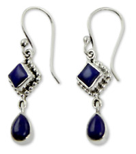Beautiful Classic Lab-Created Blue Sapphire Women's Drop Dangle Earrings picture