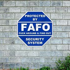 Protected By Find Out Security System FAFO Aluminum Metal Sign 12