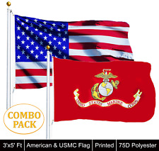 2 FLAGS UNITED STATES MARINE CORPS FLAG 3 X 5 AMERICAN USA OFFICIALLY LICENSED  picture