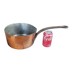 Antique Copper Sauce Pot Wrought Iron Handle Tin Lined Stock Large 8.5