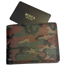 Bosca Brand Mens Double Billfold Executive Wallet Green Brown Camo Leather $115 picture