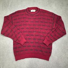 Vintage Hampton Bay Sweater Mens Large Red Textile Knit Pullover Crewneck Preppy picture