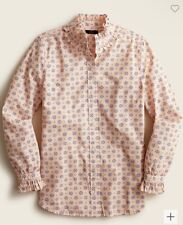 NWT J. Crew Classic-fit Ruffleneck Shirt in Medallion Print Size 14 Cotton India picture