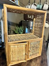 Vintage Bamboo Rattan Wicker 1 Tier Shelf  Boho Chic-Excellent Condition picture