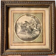 Framed French Late 1800s Engraving of a Romantic Scene in a Garden picture