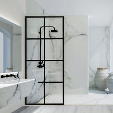 French Style Grid Pattern Glass Shower Screen 3/8