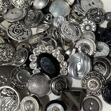 Premium MIXED LOT All Kinds Of SILVER & ANTIQUE SILVER Buttons All Sizes picture