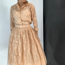 True vintage lace midi skirt lace blouse top peach beige fits  xs s picture