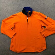 VTG Tommy Hilfiger Pullover Men Large Orange Blue 1/4 Zip  Hiking Fleece picture