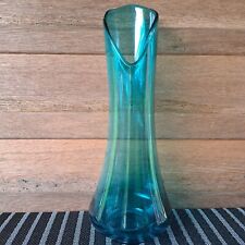 Vase LE Smith Blue Swung Smoothie Fayette Glass Peacock Stretched Handblown picture