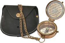 Nautical With Leather Case Proverb3: Brass Trust In The Lord Compass Decor Gift picture