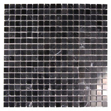 Square Marble Tile Bondi Mosaic Kitchen Bathroom Wall Backsplash Marquina Black picture