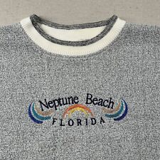 Vintage Neptune Beach Sweatshirt Mens Small Florida Beachy Marled Salt Pepper picture