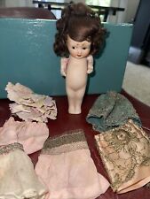 Antique All Bisque Doll Kewpie Peterkin Type With Handmade Clothes And Wig picture