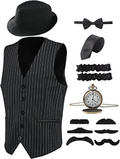 1920s Mens Costume Roaring 20s Costumes for Men Gatsby Outfit Gangster Vest Fedo picture