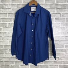 Charles Tyrwhitt Cobalt Blue Gray Polka Dot Button Dress Shirt Mens 17 Slim Fit picture