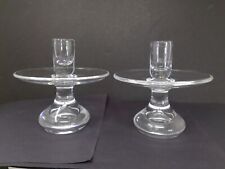 Pair of Vintage Signed Stueben Glass Tear Drop Candlesticks picture