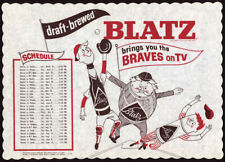 Blatz Beer Advertising Paper Placemat with the 1963 Milwaukee Braves TV Schedule picture