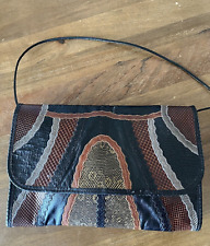 Vintage Carlos Falchi Leather Croc Snakeskin Crossbody Weave Purse Handbag Purse picture
