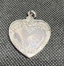 Vintage WALLACE Solid 925 Sterling Silver Engraved Heart Pendant picture