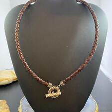 Carolyn Pollack Southwestern Style  Antique Brown Leather Toggle Clasp Necklace picture