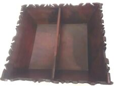 Antique Primitive 1800s Canted Side Wood Cutlery Knife Box Carved Square Nails picture
