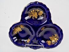 Cobalt Blue Old Foley James Kent Gold Accent 3 Compartment Dish Staffordshire   picture