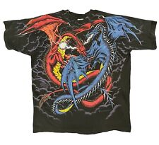 Vintage Liquid Blue Dueling Dragons Shirt Men's 2XL P. Roy Artwork AOP 1994 picture