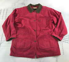 Vintage L.L. Bean Barn Jacket Womens Large Red Button Front Removable Lining picture