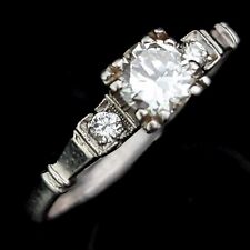 1950s Diamond Platinum Engagement Ring Vintage Estate Retro Mid Century Bridal picture