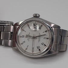 Rolex Date 34 mm Steel White Roman Oyster Automatic Watch 1500 Circa 1974 picture