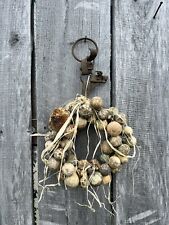 Early Primitive Dried Gourd Wreath~Old Leather~Angel Hair~Sunflower picture