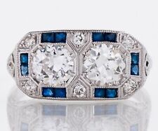 Art Deco Style Lab Created Diamond Engagement Wedding 14K White Gold Finish Ring picture