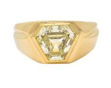 2.44 CTW Hexagonal Fancy Yellow Diamond 14 Karat Gold Vintage Unisex Ring GIA picture