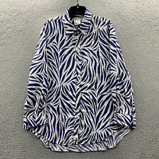 FINLEY Blouse Womens XXL Top Long Sleeve White Blue* picture