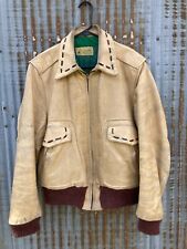 Vintage 1950s GRAIS STEERHIDE Leather Work Ranch Bomber ROCKABILLY Jacket 44 Med picture