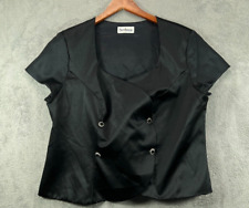 Vintage 80s 90s NEW IMAGE Evening Jacket Womens 42 Black Satin Double Breasted picture