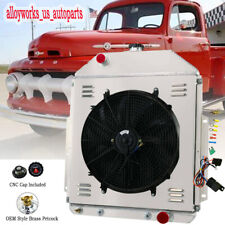 4 Row Radiator+Shroud Fan For 1942-1952 1949 1950 Ford Pickup F1 F2 F3 Chevy USA picture