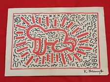 KEITH HARING Drawing On Paper (handmade) Signed And Stamped Vtg Art picture