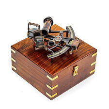 Pure Brass Black Antique Big Sextant (8 inch) with Pure Wooden Box Telescope picture
