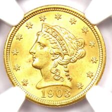 1903 Liberty Gold Quarter Eagle $2.50 Coin - Certified NGC MS64 - $825 Value picture
