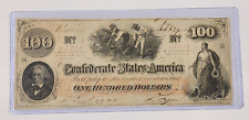 $100 1862-63 Confederate States Bank Note Civil War Jackson Money (2357) picture