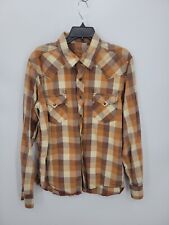 Southern Thread Shirt Mens Large Brown Plaid Long Sleeve Pearl Snap Rockabilly picture
