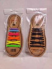 Coolnice No Tie Shoelaces 2 Pack - One Set Black & One Set Rainbow picture