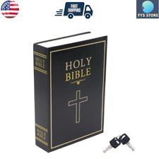 Real Paper Steel Book Booksafe with Key Lock Hidden Safe Holy Bible Cash Box picture